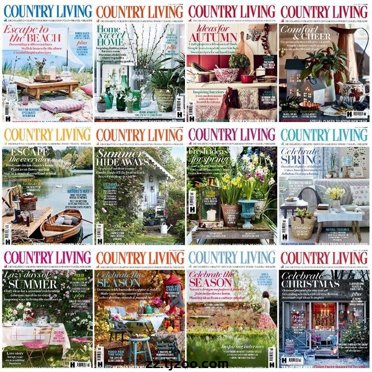 【英国版】《Country Living UK》2018年合集乡村田园家居生活住宅设计PDF杂志（12本）