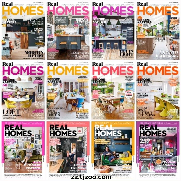 【英国版】《Real Homes》2018年合集时尚家居室内改造装修布局设计方案规划建议PDF杂志（12本）