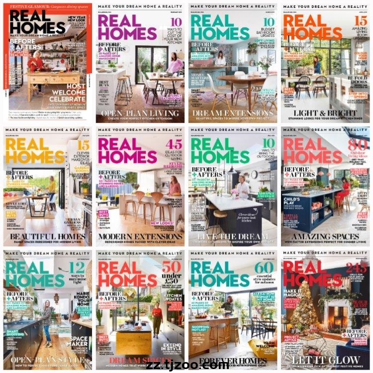 【英国版】《Real Homes》2019年合集时尚家居室内改造装修布局设计方案规划建议PDF杂志（12本）