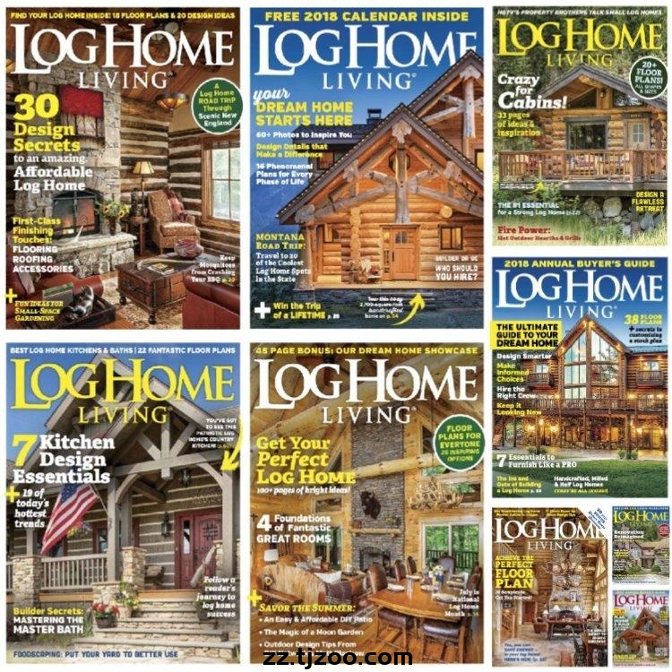 【美国版】《Log Home Living》2017年合集木屋木别墅木房子室内软装装饰设计PDF杂志（9本）