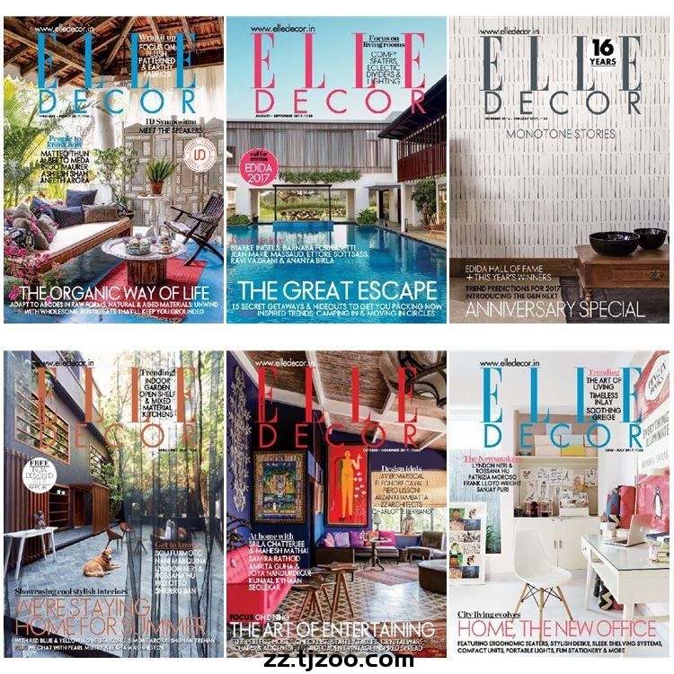 【印度版】《Elle Decor India》2017年合集创意家居室内设计软装灵感信息趋势pdf杂志（6本）