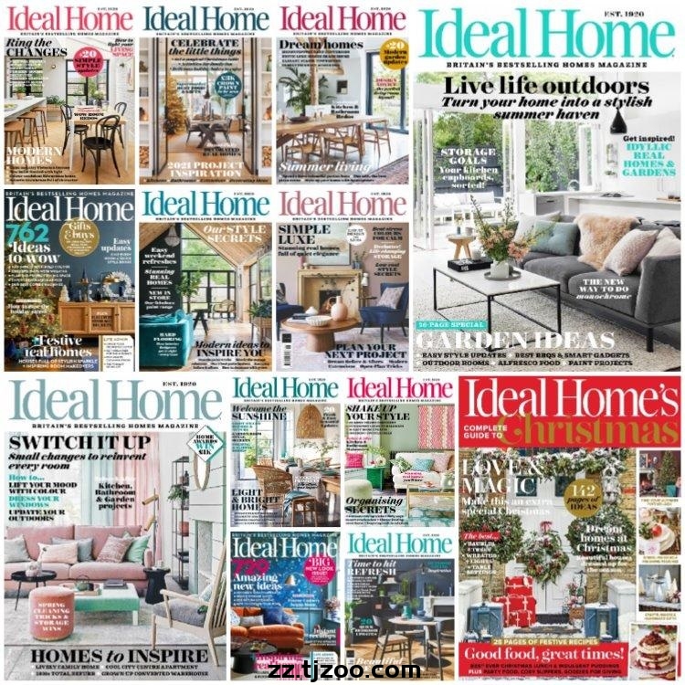 【英国版】《Ideal Home UK》2021年度合集时尚创意家居室内设计软装搭配PDF杂志（13本）