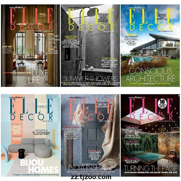 【印度版】《Elle Decor India》2019年合集创意家居室内设计软装灵感信息趋势pdf杂志（6本）