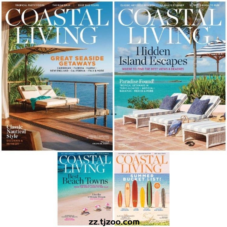 【美国版】《Coastal Living》2021年合集海边家居生活创意装饰室内软装设计pdf杂志（4本）