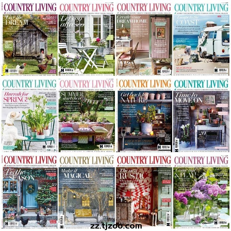 【英国版】《Country Living UK》2021年合集乡村田园家居生活住宅设计PDF杂志（12本）