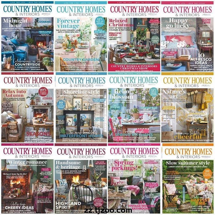 【英国版】《Country Homes & Interiors》2018年合集乡村田园住宅室内软装家具设计PDF杂志（12本）