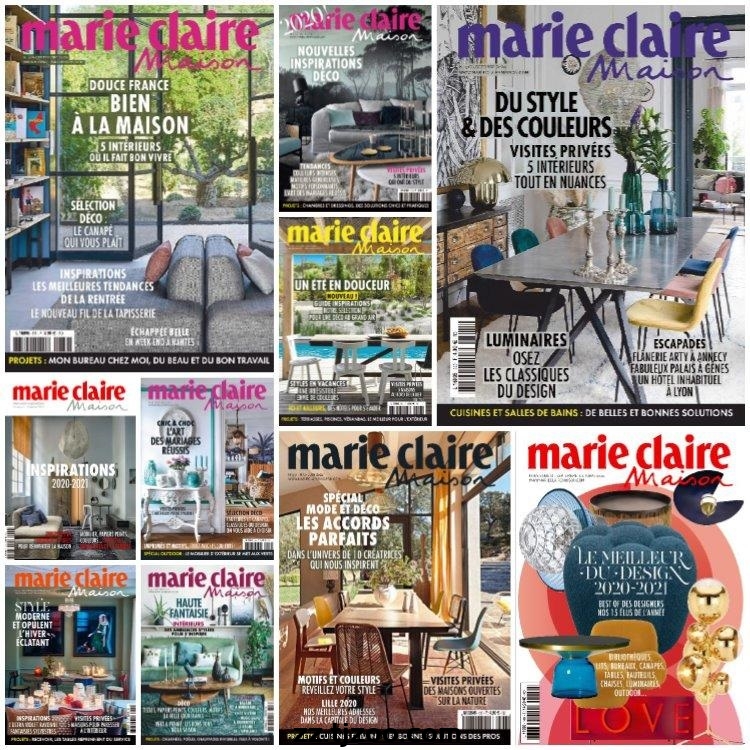 【法国】《Marie Claire Maison France》2020年合集梦幻灵感室内软装美丽活泼温馨家居设计pdf杂志（10本）