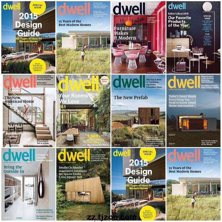 【美国版】《Dwell USA》2015年合集现代住宅设计智能家居现代建筑优秀设计案例展示pdf杂志（10本）