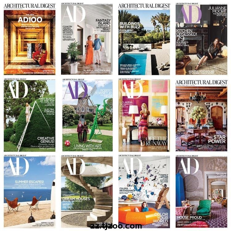 【美国版】《Architectural Digest USA》AD安邸 2017年合集美版室内软装设计PDF杂志（12本）