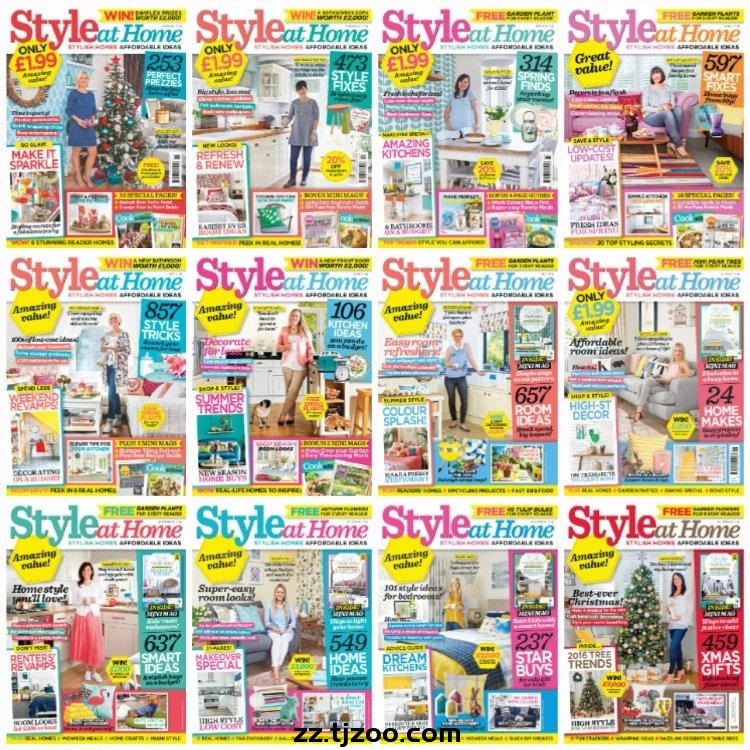 【英国版】《Style at Home UK》2016年合集装饰翻新住宅室内改造软装灵感创意PDF杂志（12本）