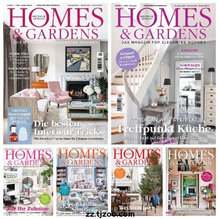 【德国版】《Homes & Gardens》2020年合集经典奢华潮流室内软装花园庭院设计PDF杂志（6本）