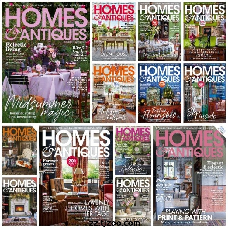 【英国版】《Homes & Antiques》2021年合集复古古典经典传统室内软装设计杂志PDF（13本）