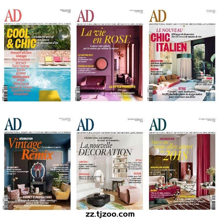 【法国版】AD Architectural Digest France安邸 2017年合集法国室内软装设计案例PDF杂志（6本）