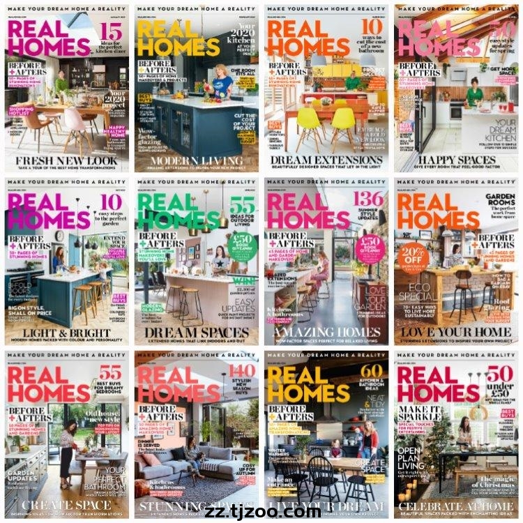 【英国版】《Real Homes》2020年合集时尚家居室内改造装修布局设计方案规划建议PDF杂志（12本）