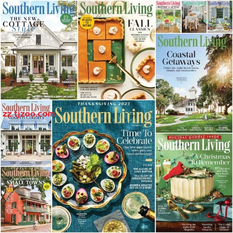 【美国版】《Southern Living》2023年合集美国南部美食生活花园厨房食谱旅游装饰创意pdf杂志（10本）